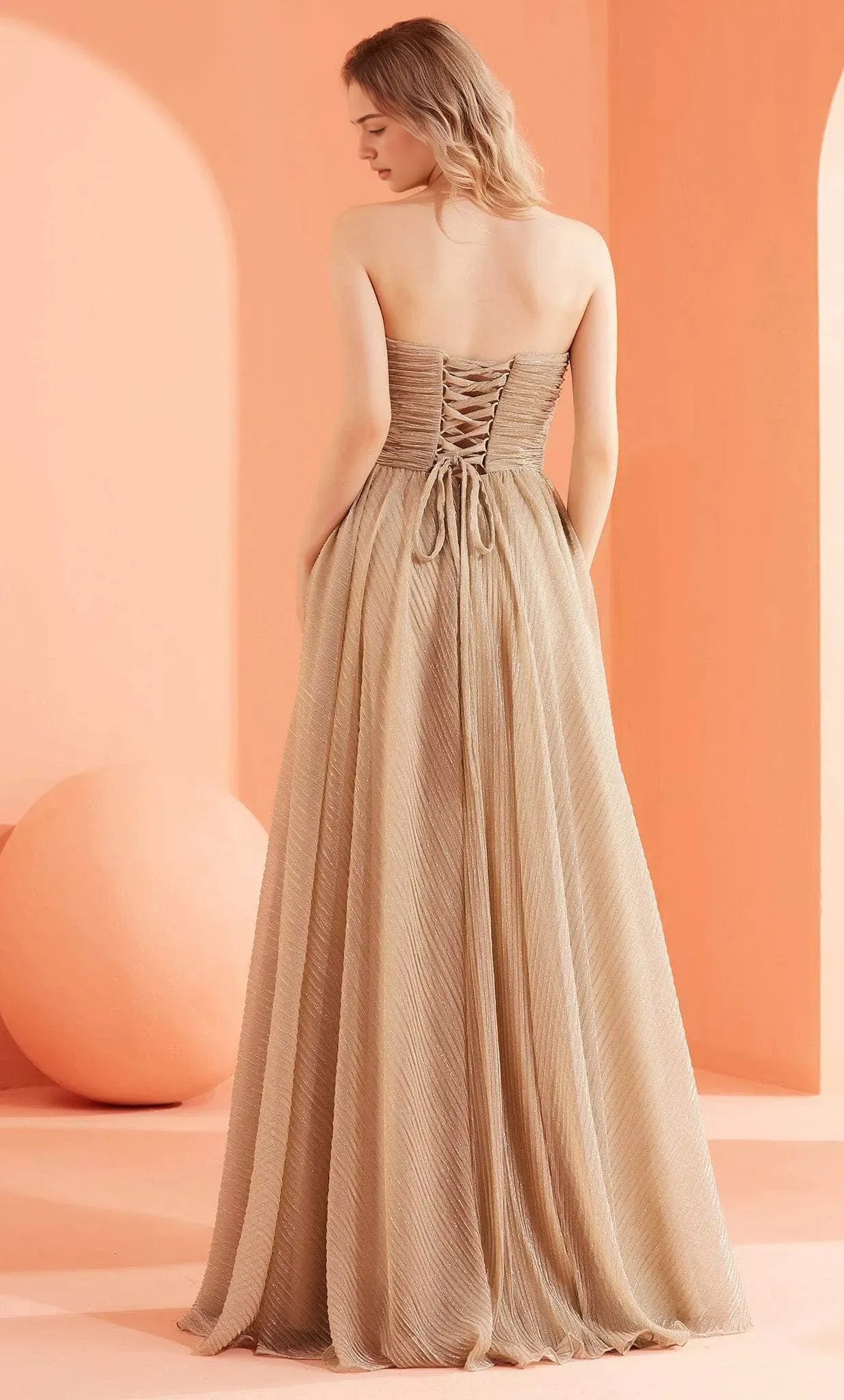 Light Blue Strapless Evening Dress with Ruched Bodice Button Accents and Flowy A -Line Skirt for Elegant Occasions