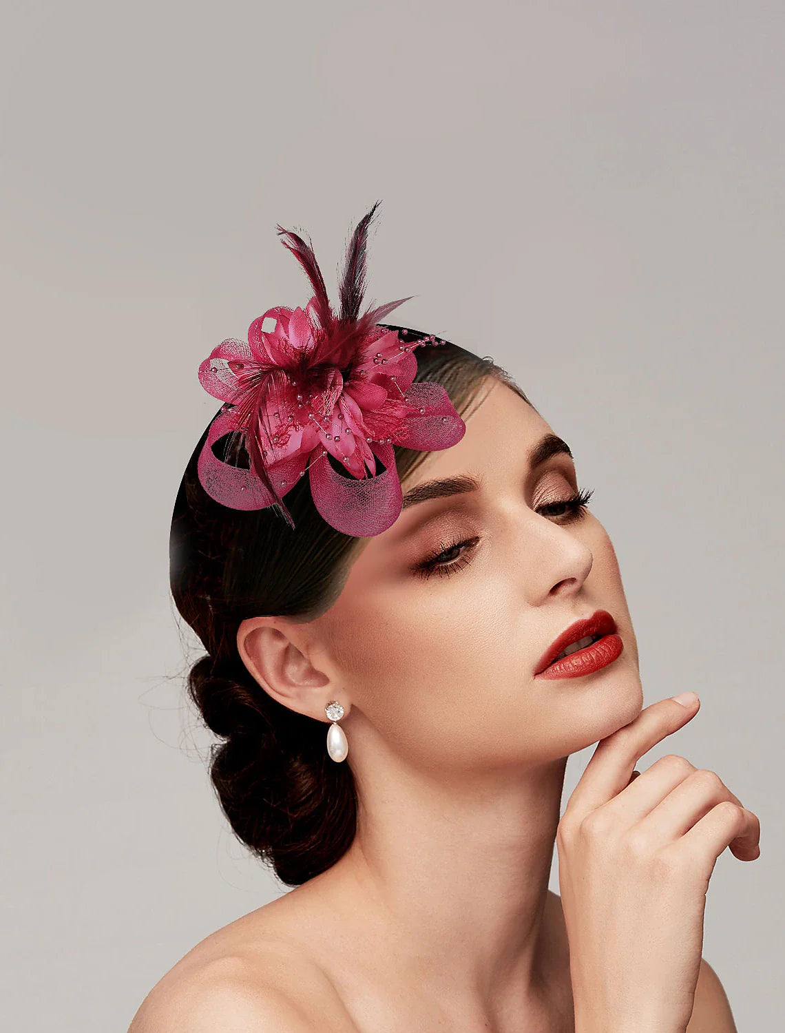 DingJiDress Vintage Style Elegant & Luxurious Tulle / Feathers Fascinators / Hats / Headwear with Floral / Beading 1PC Wedding / Ladies Day / Melbourne Cup Headpiece