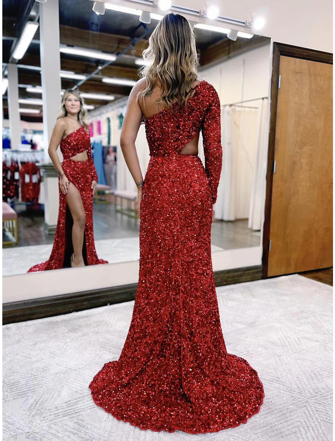Sheath / Column Prom Dresses Maxi Dress Party Wear Floor Length Short Sleeve V Neck Chiffon V Back with Slit