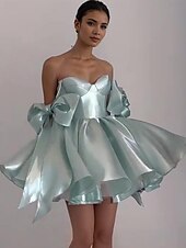 Homecoming Dresses Corsets Dress Holiday Graduation Short / Mini Sleeveless Spaghetti Strap Satin with Bow