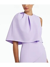 Mermaid / Trumpet Evening Gown Elegant Dress Formal Wedding Floor Length Sleeveless Jewel Neck Champagne Mother Of the Bride Dress Stretch Crepe with Shawl