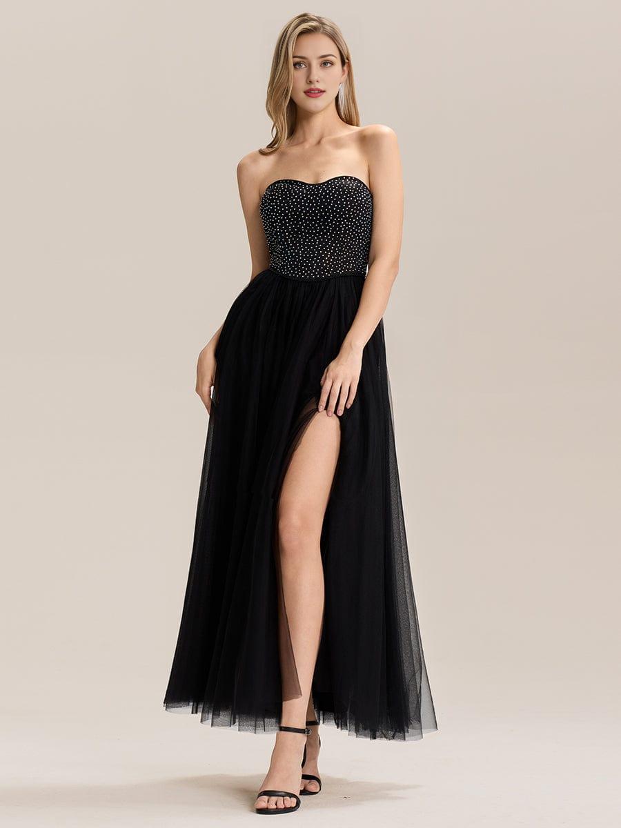 Strapless Tulle Embellished Formal Evening Dress