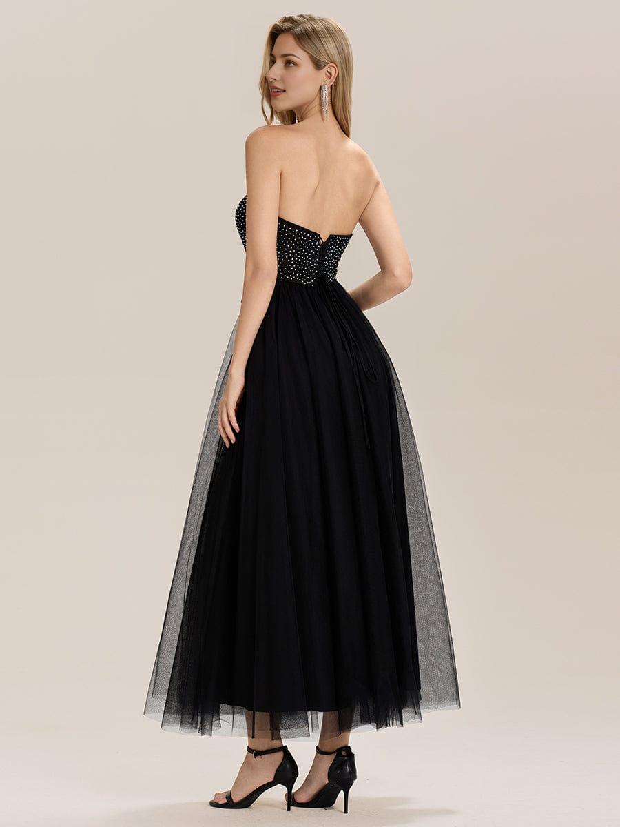Strapless Tulle Embellished Formal Evening Dress