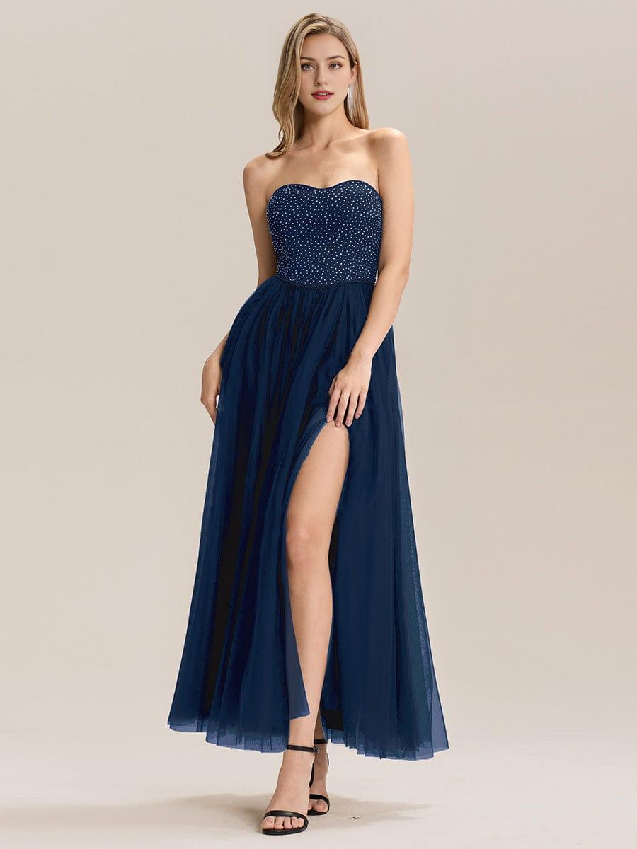 Strapless Tulle Embellished Formal Evening Dress