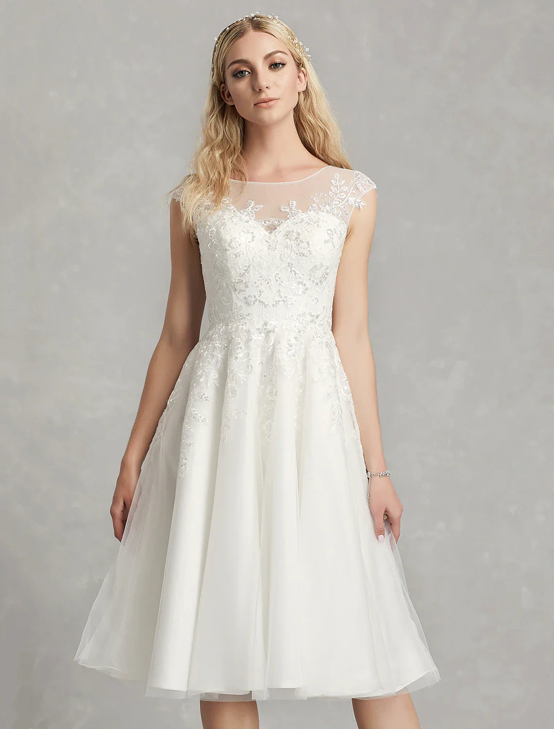 Open Back Little White Dresses Wedding Dresses  A-Line  Lace Appliques