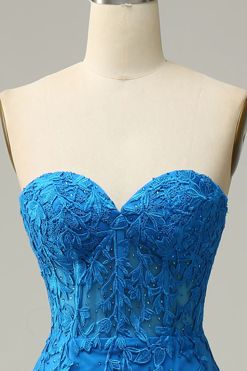 DingJiDress Mermaid Sweetheart Royal Blue Long Prom Dress with Criss Cross Back