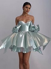 Homecoming Dresses Corsets Dress Holiday Graduation Short / Mini Sleeveless Spaghetti Strap Satin with Bow
