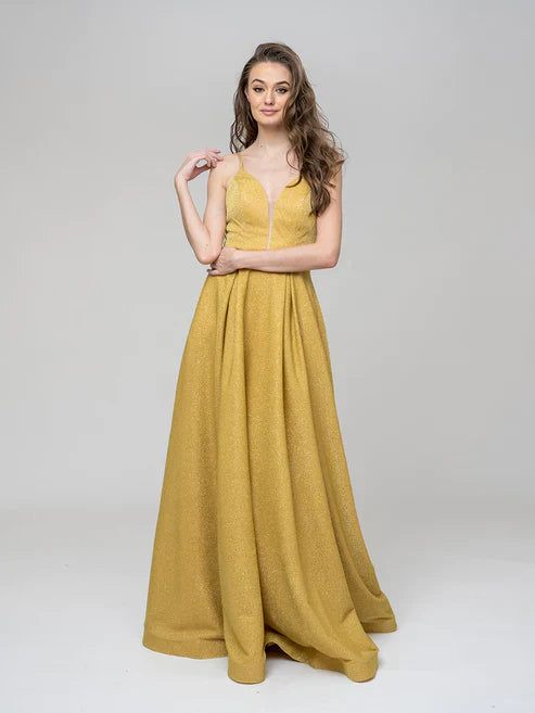 DingJiDress Spaghetti Strap Metallic Glitter Sweetheart Prom Dresses