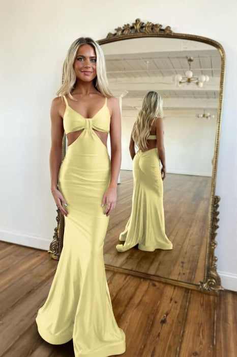 Red Mermaid Prom Dress with Delicate Spaghetti Straps with Beaded Detailing