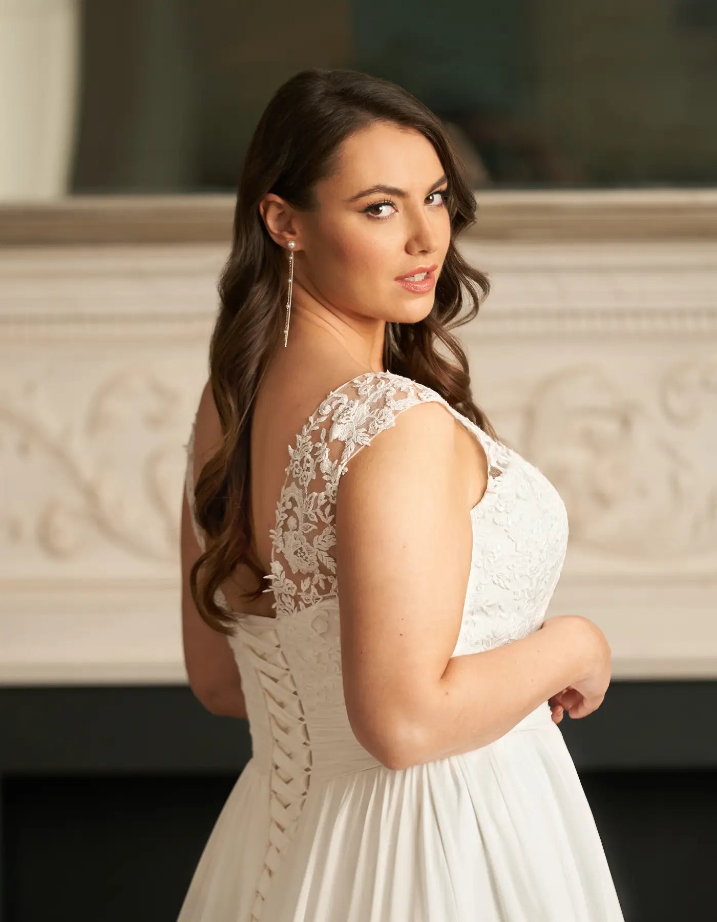DingJiDress a slim a-line in chiffon and floral lace