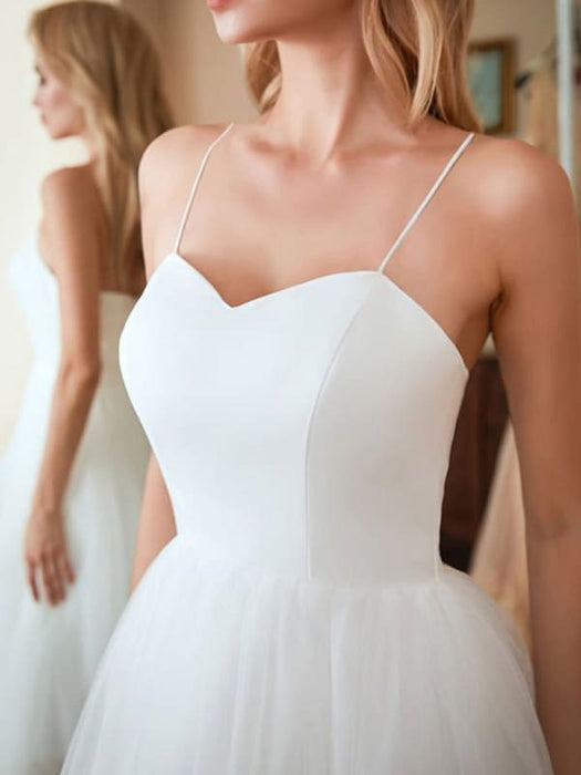 Sweetheart Neck Thin Straps White Tea Length Prom Tea Length White Homecoming White Formal Evening