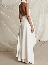 Evening Gown Black Dress Dress Evening Party Black Tie Gala Floor Length Sleeveless Stand Collar  Chiffon Backless with Pleats Slit