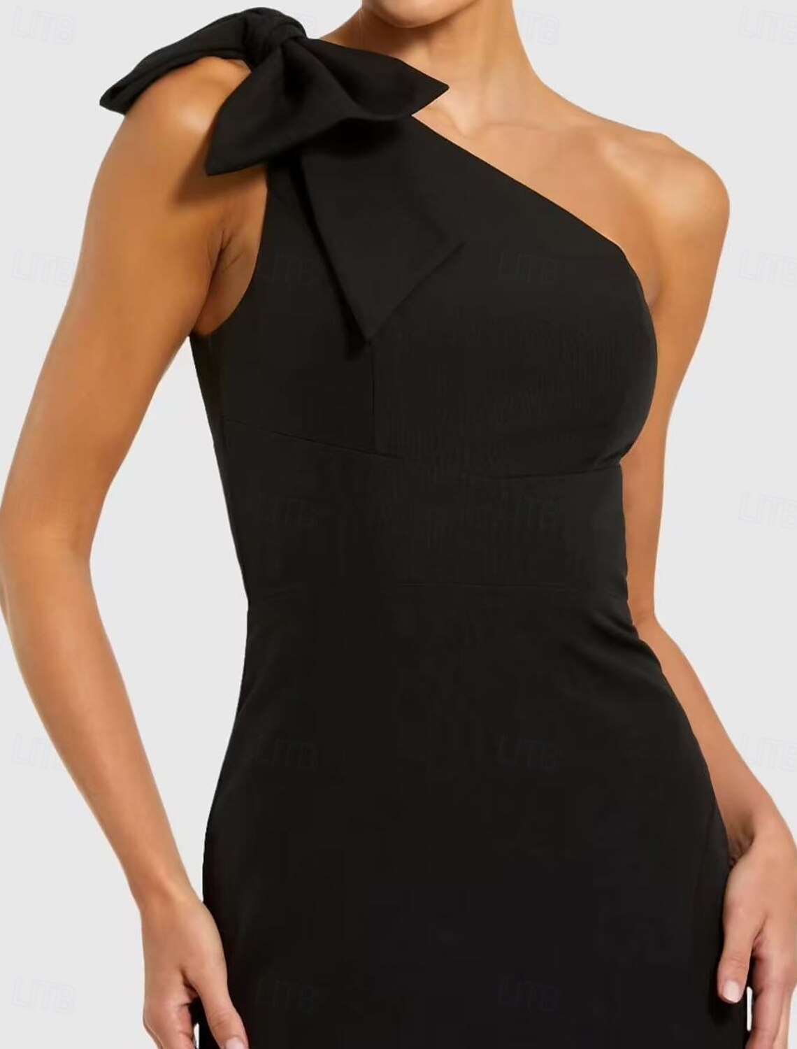 Trumpet Evening Gown Elegant Dress Evening Party Black Tie Gala Floor Length Sleeveless One Shoulder Wednesday Addams Family Cotton Blend Backless with Slit Butterfly