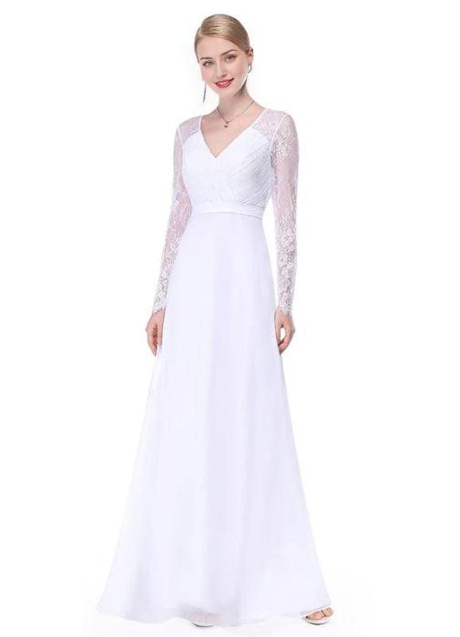 V Neck Evening Dress Illusion Lace Sleeve Mother Of The Bride Dress Ruched A Line Floor Length Wedding Party Dress In Dark Navy Wedding Guest Dress