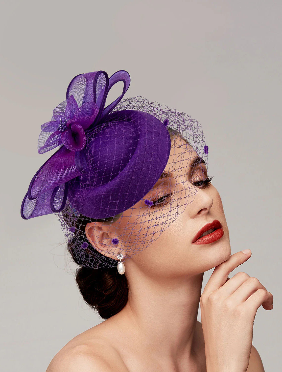 DingJiDress Feathers / Net Fascinators / Hats / Headpiece with Feather / Cap / Flower 1 PC Wedding / Horse Race / Ladies Day Headpiece