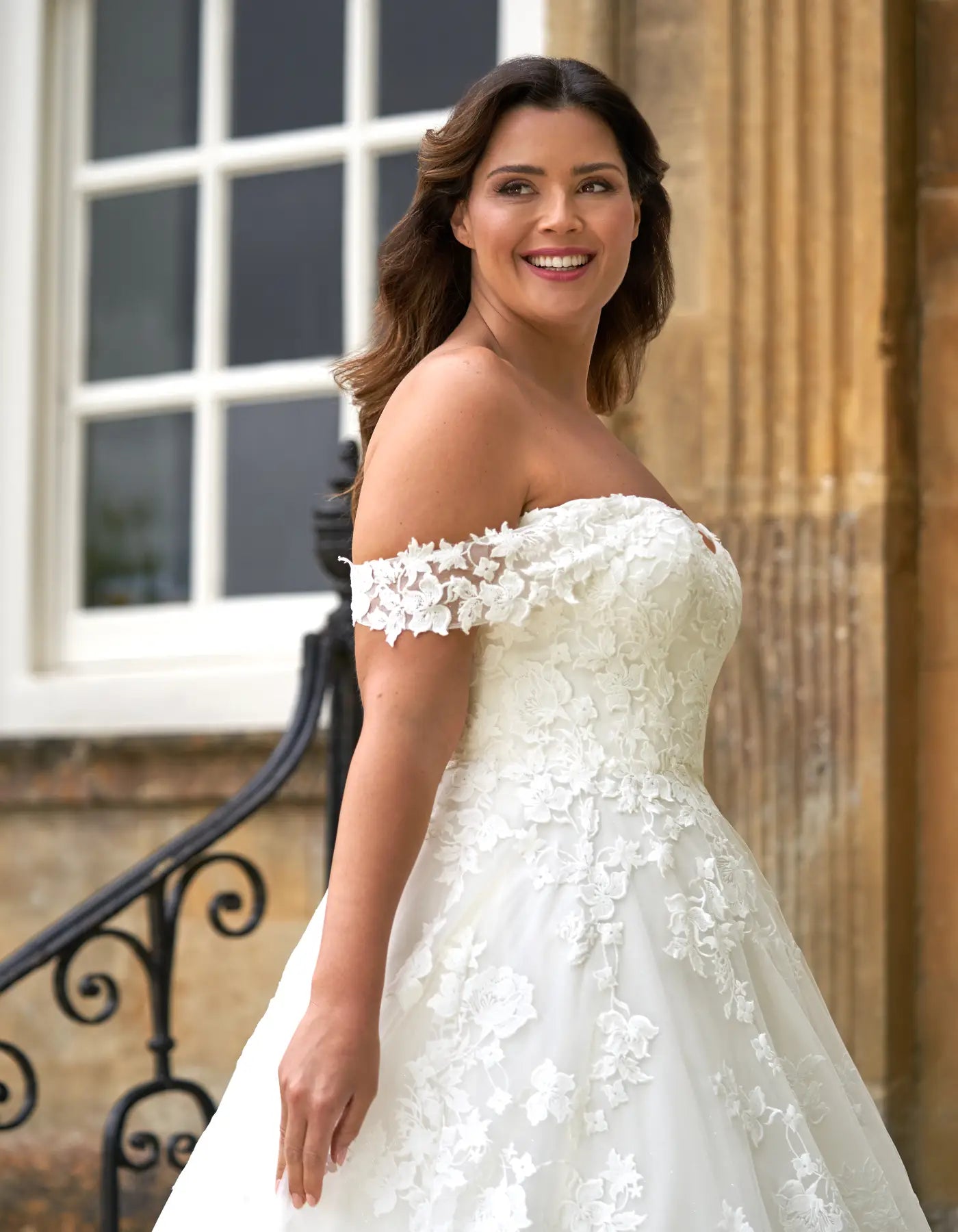 DingJiDress a fully embroidered a-line with off-the-shoulder straps