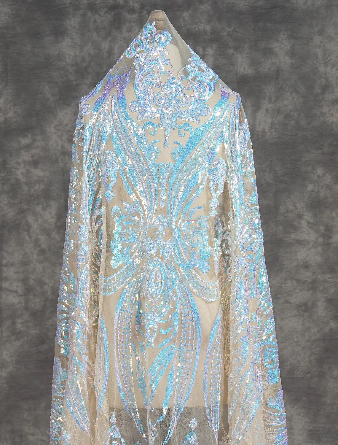 Evening Gown Floral Dress Formal Chapel Train Long Sleeve V Neck Sequined Backless with Sequin Slit