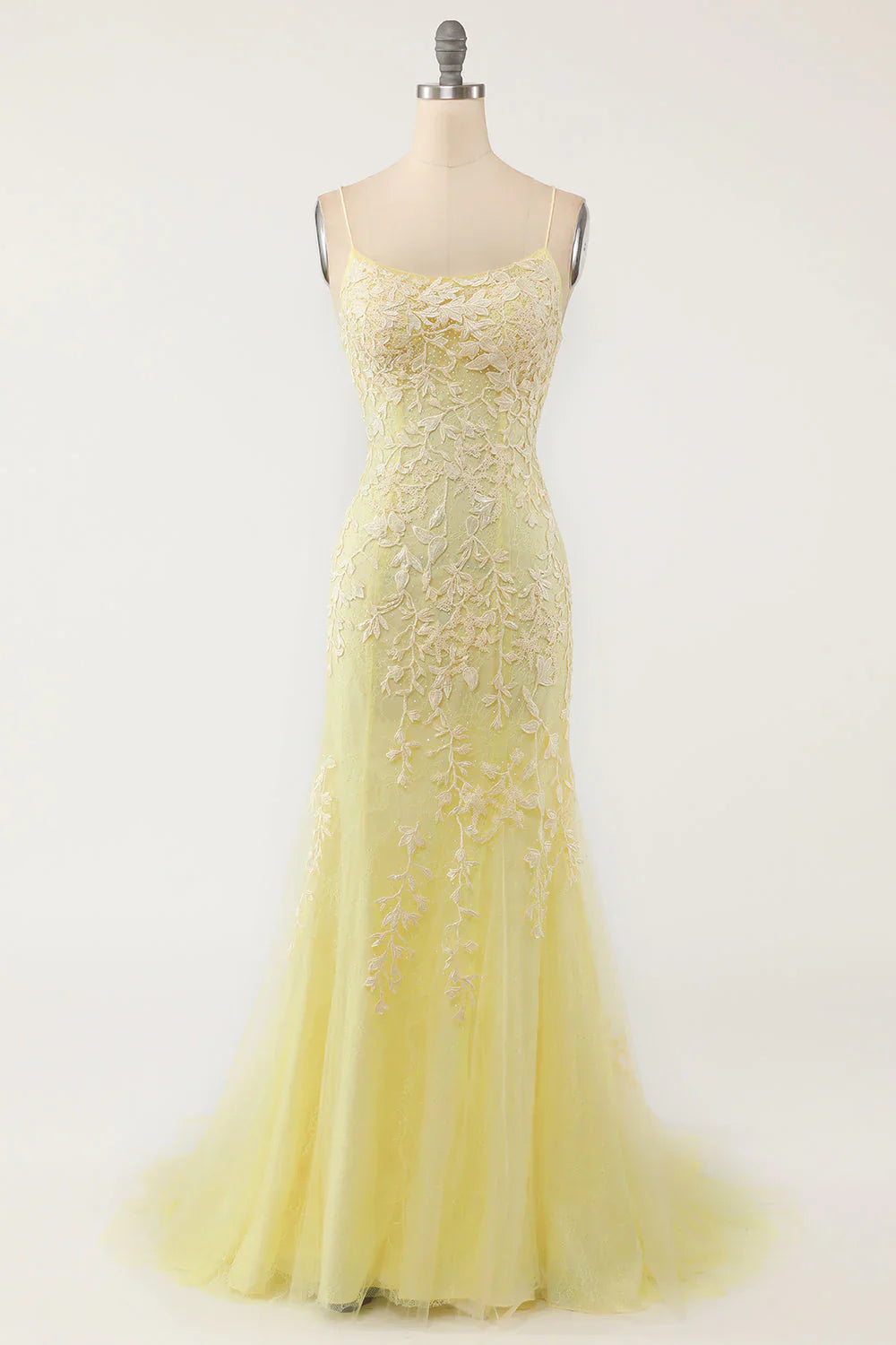 DingJiDress Mermaid Spaghetti Straps Light Pink Long Prom Dress with Appliques