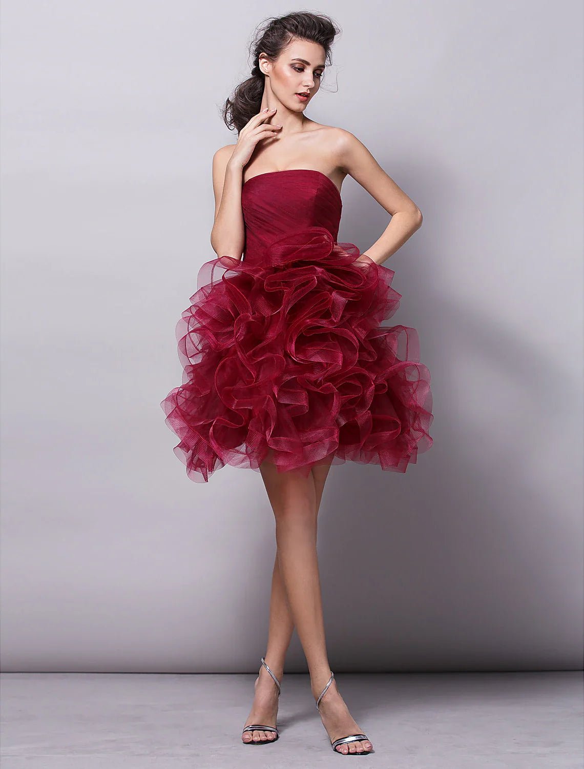 Ball Gown Hot Homecoming Cocktail Party Valentine's Day Dress Strapless Sleeveless Short / Mini Tulle with Ruched