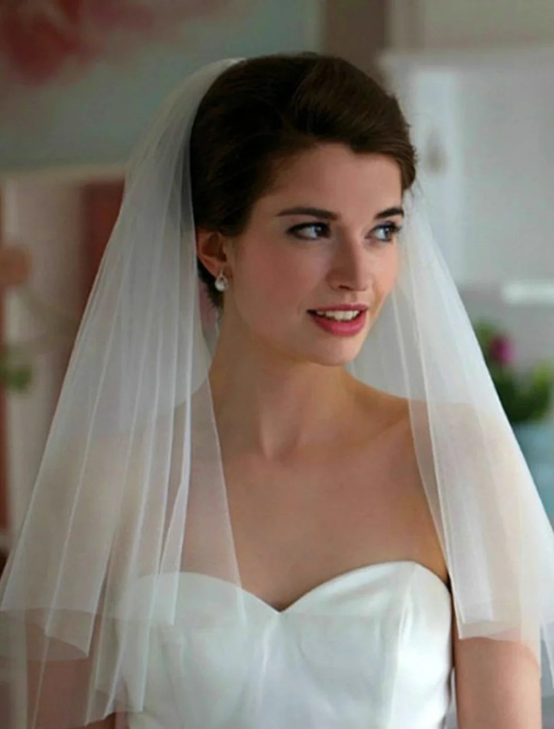 DingJiDress Two-tier Simple / Classic Style Wedding Veil Shoulder Veils with Pure Color 27.56 in (70cm) Tulle