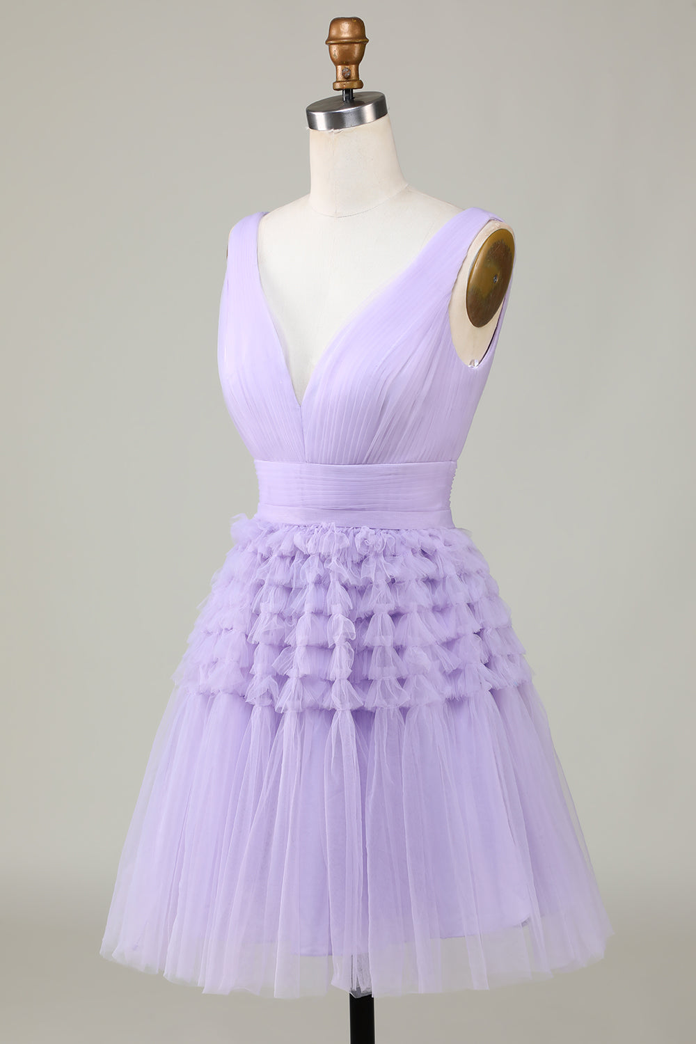 Green Tulle V-neck Short Prom Dress